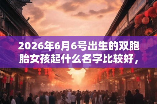 2026年6月6号出生的双胞胎女孩起什么名字比较好，五行属什么？