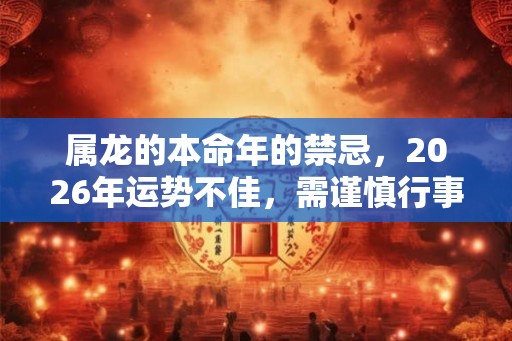 属龙的本命年的禁忌，2026年运势不佳，需谨慎行事