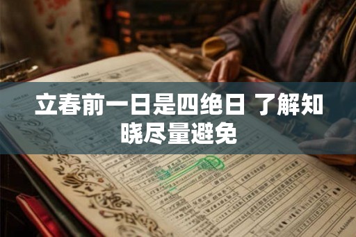 立春前一日是四绝日 了解知晓尽量避免 立春前一日是四绝日 了解知晓尽量避免