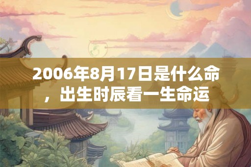 2006年8月17日是什么命，出生时辰看一生命运