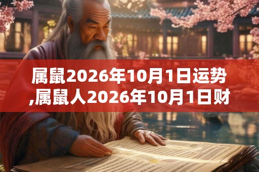属鼠2026年10月1日运势,属鼠人2026年10月1日财运,生肖鼠2026年10月1日运势