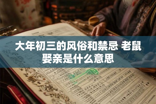 大年初三的风俗和禁忌 老鼠娶亲是什么意思