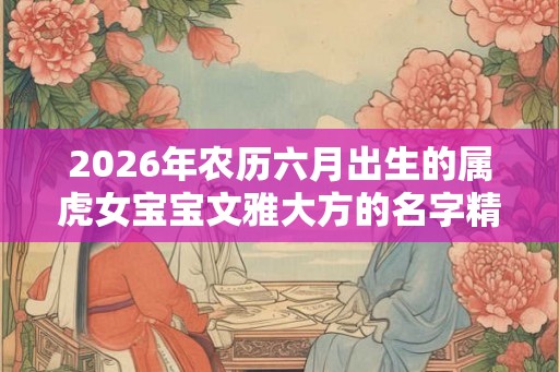2026年农历六月出生的属虎女宝宝文雅大方的名字精选