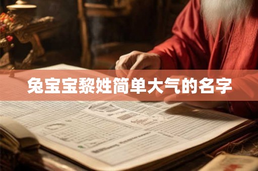 兔宝宝黎姓简单大气的名字