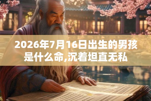 2026年7月16日出生的男孩是什么命,沉着坦直无私