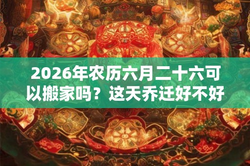 2026年农历六月二十六可以搬家吗？这天乔迁好不好？
