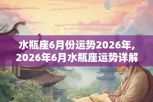 水瓶座6月份运势2026年,2026年6月水瓶座运势详解