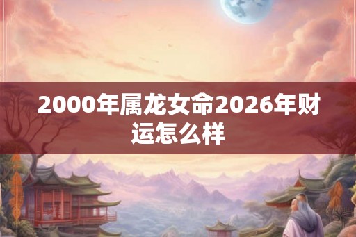 2000年属龙女命2026年财运怎么样