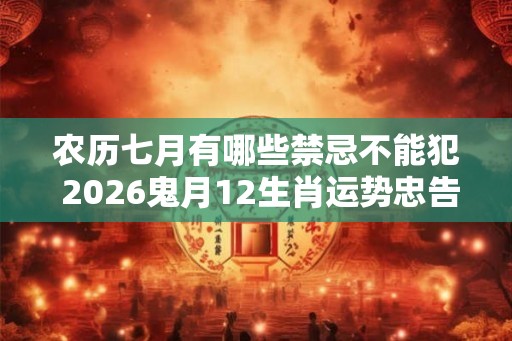 农历七月有哪些禁忌不能犯 2026鬼月12生肖运势忠告