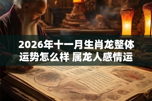 2026年十一月生肖龙整体运势怎么样 属龙人感情运程