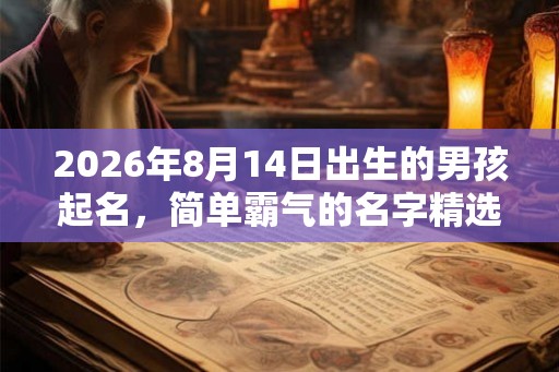 2026年8月14日出生的男孩起名，简单霸气的名字精选