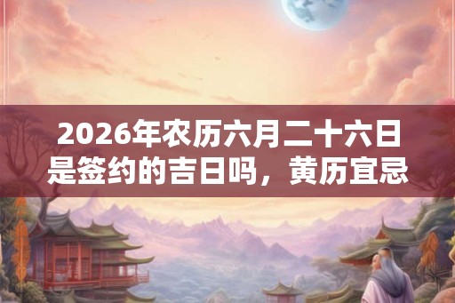 2026年农历六月二十六日是签约的吉日吗,黄历宜忌如何? 2026年农历六月二十六日是签约的吉日吗,黄历宜忌如何?