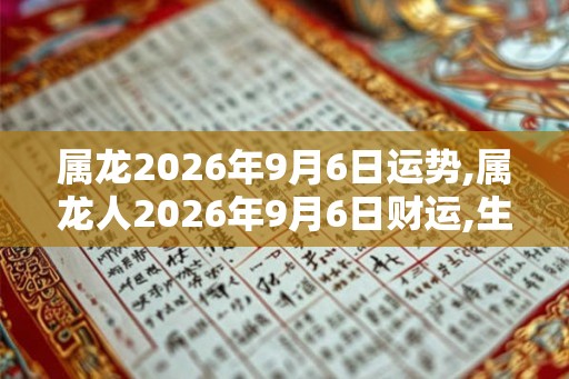 属龙2026年9月6日运势,属龙人2026年9月6日财运,生肖龙2026年9月6日运势