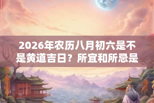 2026年农历八月初六是不是黄道吉日?所宜和所忌是什么? 2026年农历八月初六是不是黄道吉日?所宜和所忌是什么?