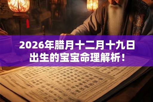 2026年腊月十二月十九日出生的宝宝命理解析！