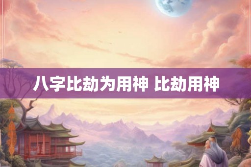 八字比劫为用神 比劫用神 八字比劫为用神 比劫用神