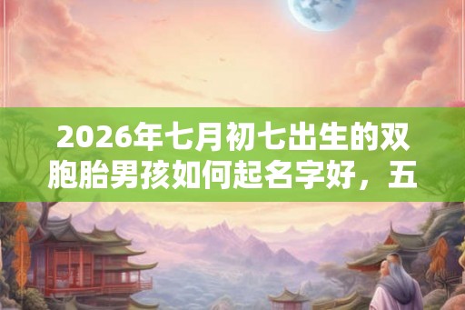 2026年七月初七出生的双胞胎男孩如何起名字好，五行属什么？