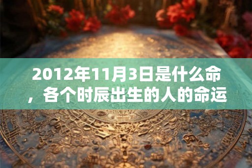 2012年11月3日是什么命，各个时辰出生的人的命运