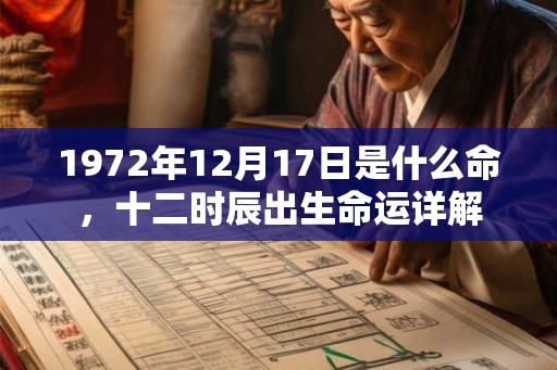 1972年12月17日是什么命，十二时辰出生命运详解