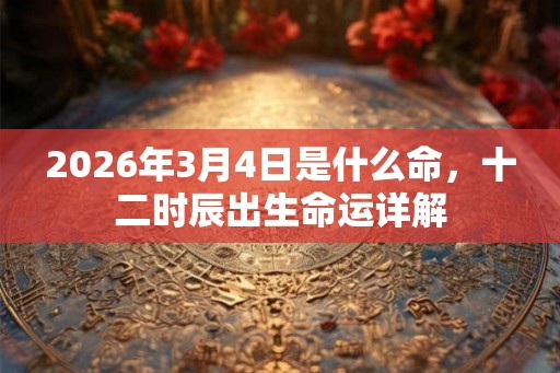 2026年3月4日是什么命，十二时辰出生命运详解