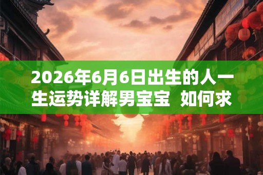 2026年6月6日出生的人一生运势详解男宝宝  如何求财