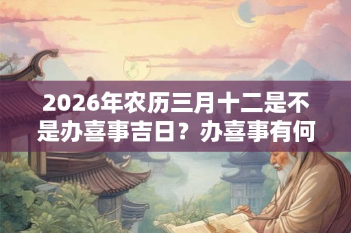 2026年农历三月十二是不是办喜事吉日?办喜事有何禁忌? 2026年农历三月十二是不是办喜事吉日?办喜事有何禁忌?