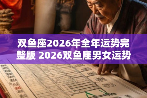 双鱼座2026年全年运势完整版 2026双鱼座男女运势详解