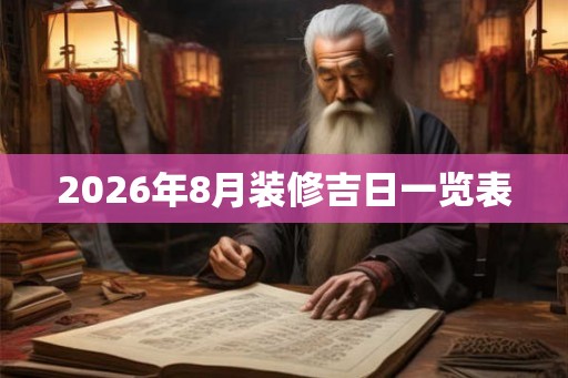 2026年8月装修吉日一览表