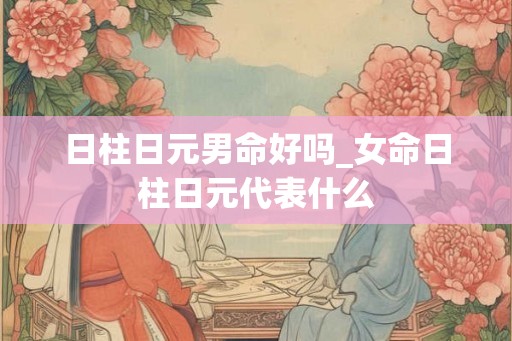 日柱日元男命好吗_女命日柱日元代表什么