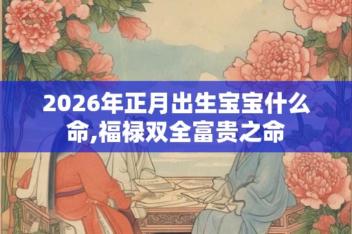 2026年正月出生宝宝什么命,福禄双全富贵之命