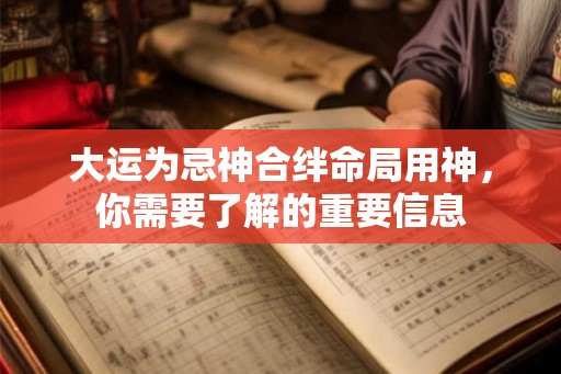 大运为忌神合绊命局用神，你需要了解的重要信息