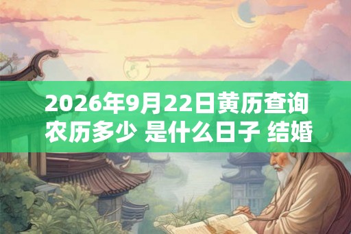 2026年9月22日黄历查询 农历多少 是什么日子 结婚吉时