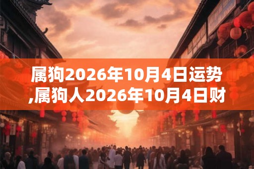 属狗2026年10月4日运势,属狗人2026年10月4日财运,生肖狗2026年10月4日运势