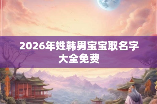 2026年姓韩男宝宝取名字大全免费