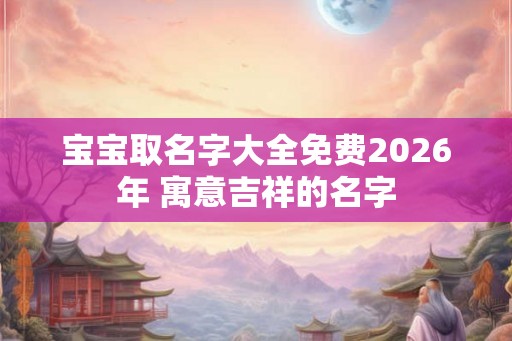 宝宝取名字大全免费2026年 寓意吉祥的名字