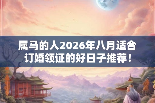 属马的人2026年八月适合订婚领证的好日子推荐！