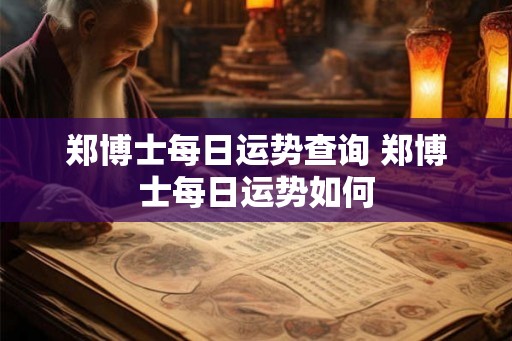 郑博士每日运势查询 郑博士每日运势如何