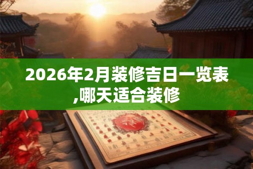 2026年2月装修吉日一览表,哪天适合装修
