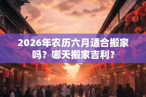 2026年农历六月适合搬家吗?哪天搬家吉利? 2026年农历六月适合搬家吗?哪天搬家吉利?