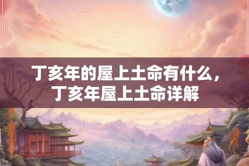 丁亥年的屋上土命有什么，丁亥年屋上土命详解