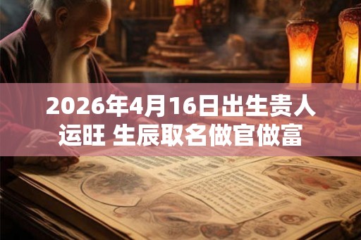 2026年4月16日出生贵人运旺 生辰取名做官做富