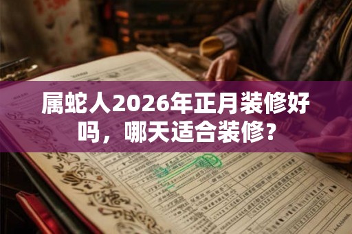 属蛇人2026年正月装修好吗，哪天适合装修？