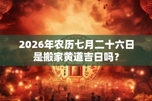 2026年农历七月二十六日是搬家黄道吉日吗？