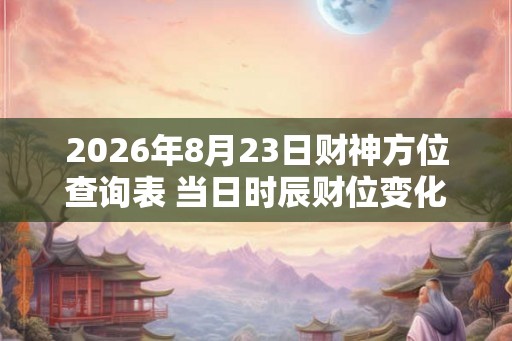 2026年8月23日财神方位查询表 当日时辰财位变化表