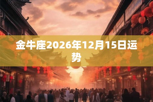 金牛座2026年12月15日运势