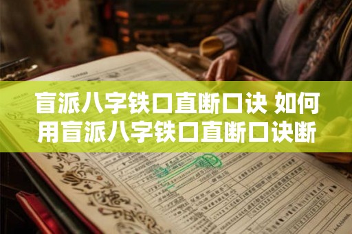 盲派八字铁口直断口诀 如何用盲派八字铁口直断口诀断定命运