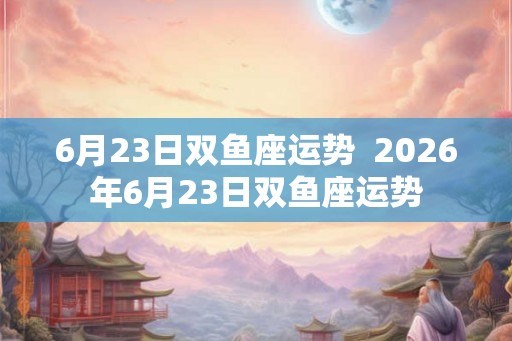 6月23日双鱼座运势  2026年6月23日双鱼座运势