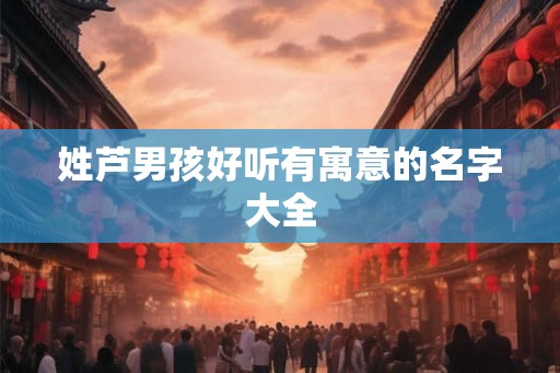 姓芦男孩好听有寓意的名字大全