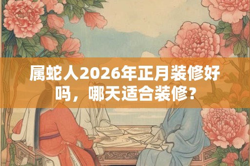 属蛇人2026年正月装修好吗，哪天适合装修？