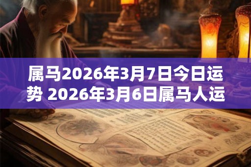 属马2026年3月7日今日运势 2026年3月6日属马人运势好吗